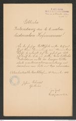 k.k. naturhistorisches Hofmuseum, Intendanzakten 1885-1896 (Hauer), Aktenzahl Z.726/1892, Seite 1
